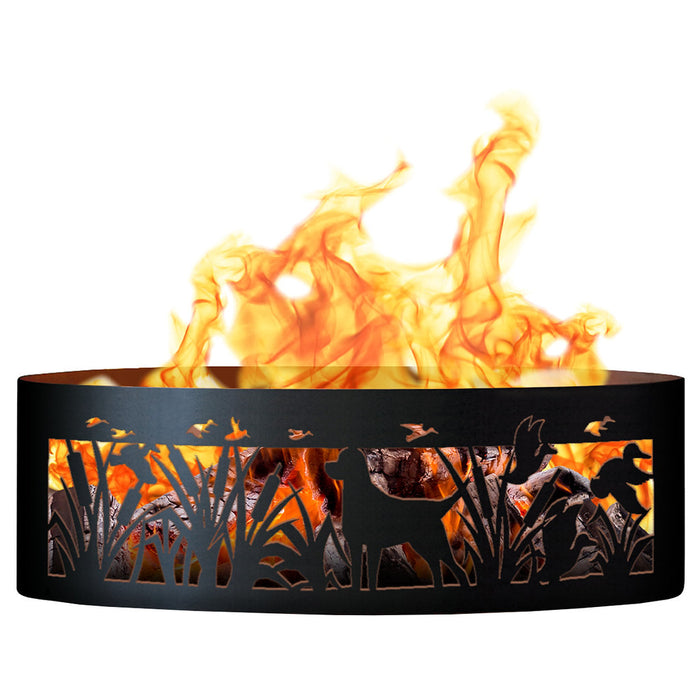 PD Metals LD00748 Lab N Duck Unpainted 12 in. Tall 48 in. Diameter Outdoor Fire Ring - 48 x 48 x 12 in. - Unpainted Metal Gray