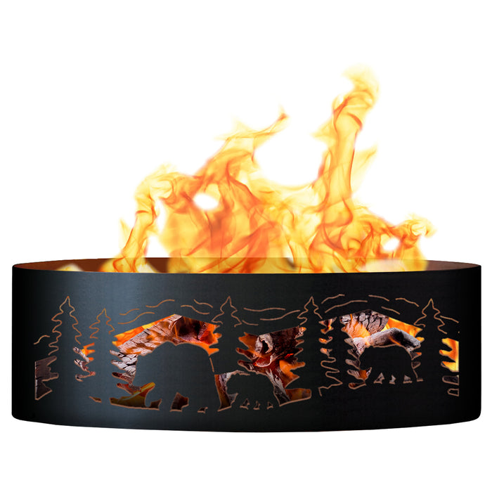 PD Metals BCR00430 Bear N Cubs Unpainted 12 in. Tall 30 in. Diameter Outdoor Fire Ring - 30 x 30 x 12 in. - Unpainted Metal Gray