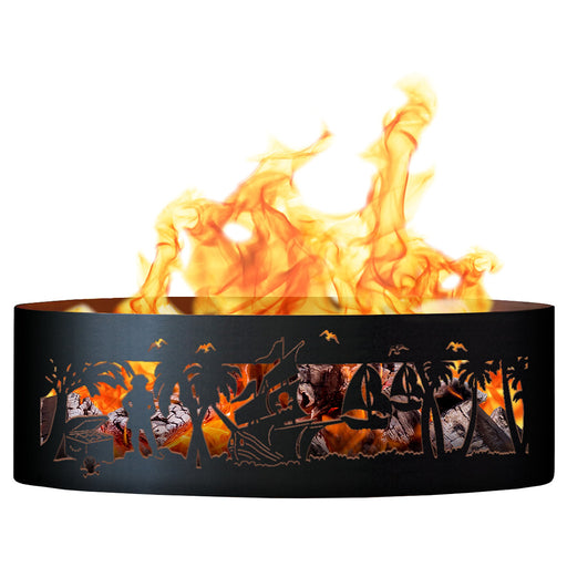 PD Metals PL01448 Pirates Life Unpainted 12 in. Tall 48 in. Diameter Outdoor Fire Ring - 48 x 48 x 12 in. - Unpainted Metal Gray