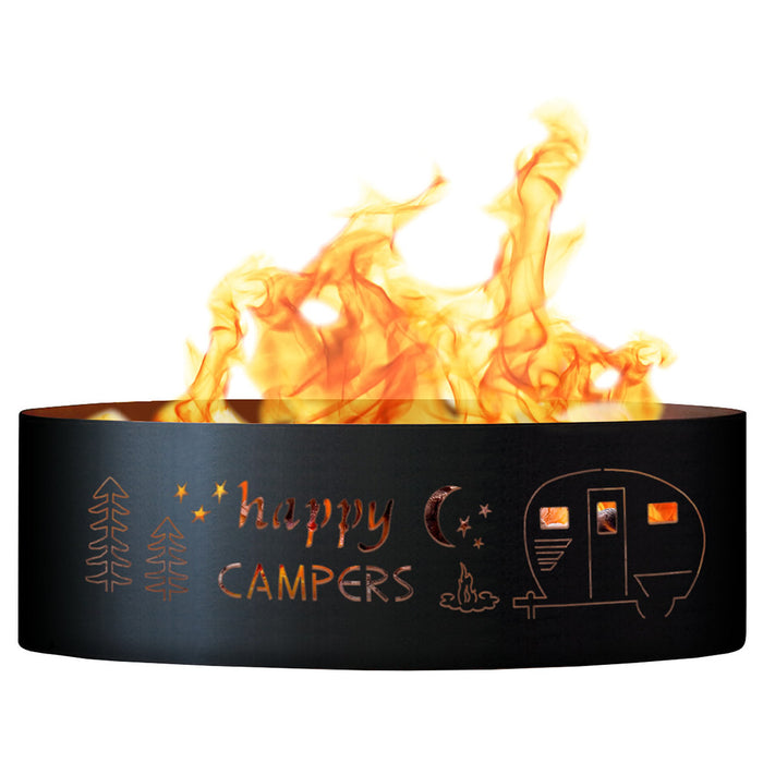 PD Metals HPC01848 Happy Camper Unpainted 12 in. Tall 48 in. Diameter Outdoor Fire Ring - 48 x 48 x 12 in. - Unpainted Metal Gray