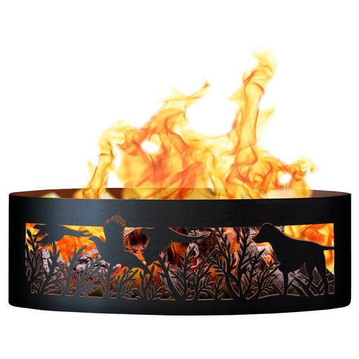 PD Metals PR00748 Dog N Pheasant Unpainted 12 in. Tall 48 in. Diameter Outdoor Fire Ring - 48 x 48 x 12 in. - Unpainted Metal Gray