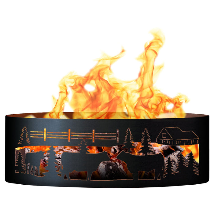 PD Metals COF00560 Cows on the Farm Unpainted 12 in. Tall 60 in. Diameter Outdoor Fire Ring - 60 x 60 x 12 in. - Unpainted Metal Gray