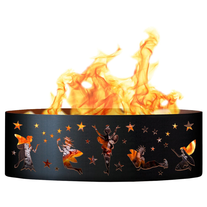 PD Metals FRY01237 Fairy Unpainted 12 in. Tall 37 in. Diameter Outdoor Fire Ring - 37 x 37 x 12 in. - Unpainted Metal Gray