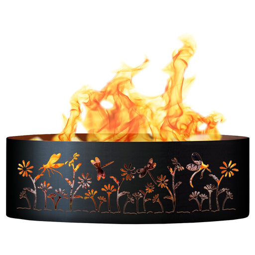 PD Metals DF01237 Dragonfly Unpainted 12 in. Tall 37 in. Diameter Outdoor Fire Ring - 37 x 37 x 12 in. - Unpainted Metal Gray