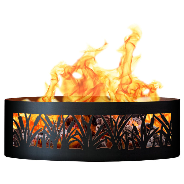 PD Metals CFR00930 Cattail Unpainted 12 in. Tall 30 in. Diameter Outdoor Fire Ring - 30 x 30 x 12 in. - Unpainted Metal Gray