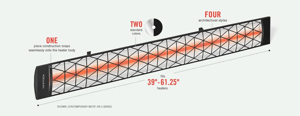 Infratech BL1D39 Dual Element Contemporary Motif Upgrade Kit For 39 Inches Heaters - Black Color