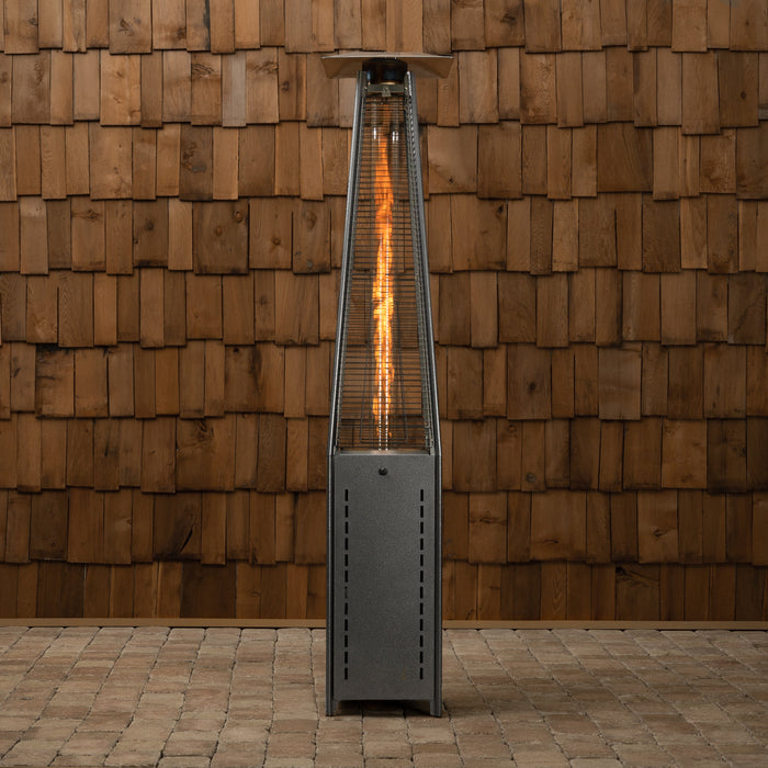 Well Traveled Living 64381 - Square Pyramid Flame Patio Heater in Hammered Platinum - Black