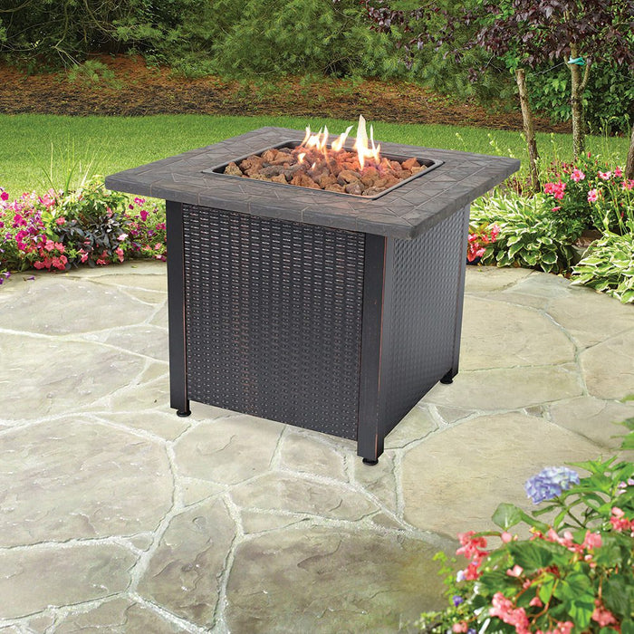 Endless Summer GAD1401M LP Gas Outdoor Fire Pit with 30-in Resin Tile Mantel - 30 x 30 x 24.21 in. - Black Color