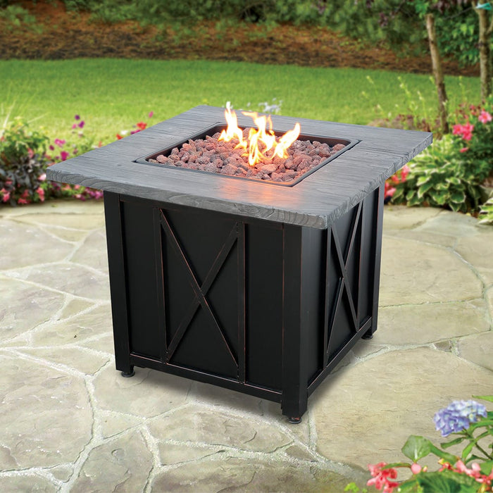 Endless Summer GAD1450SP LP Gas Outdoor Fire Pit with 30-in Resin Mantel - 30 x 30 x 24.21 in. - Black Color