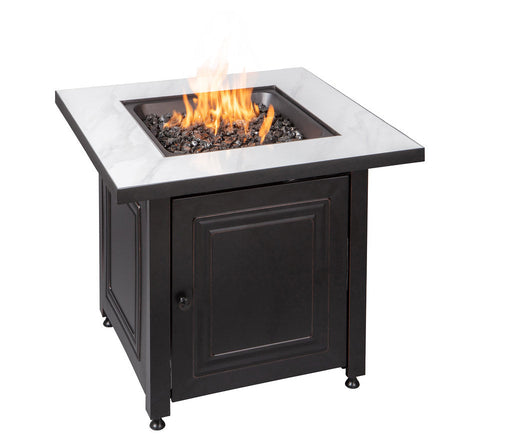 Endless Summer GAD15261SP The Lancaster LP Gas Outdoor Fire Pit with UV Faux Wood Printed Mantel - 30 x 30 x 24 in. - Black Color