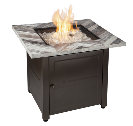 Endless Summer GAD15287SP The Duval LP Gas Outdoor Fire Pit with Printed Resin Mantel - 30 x 30 x 25.39 in. - Brown Color