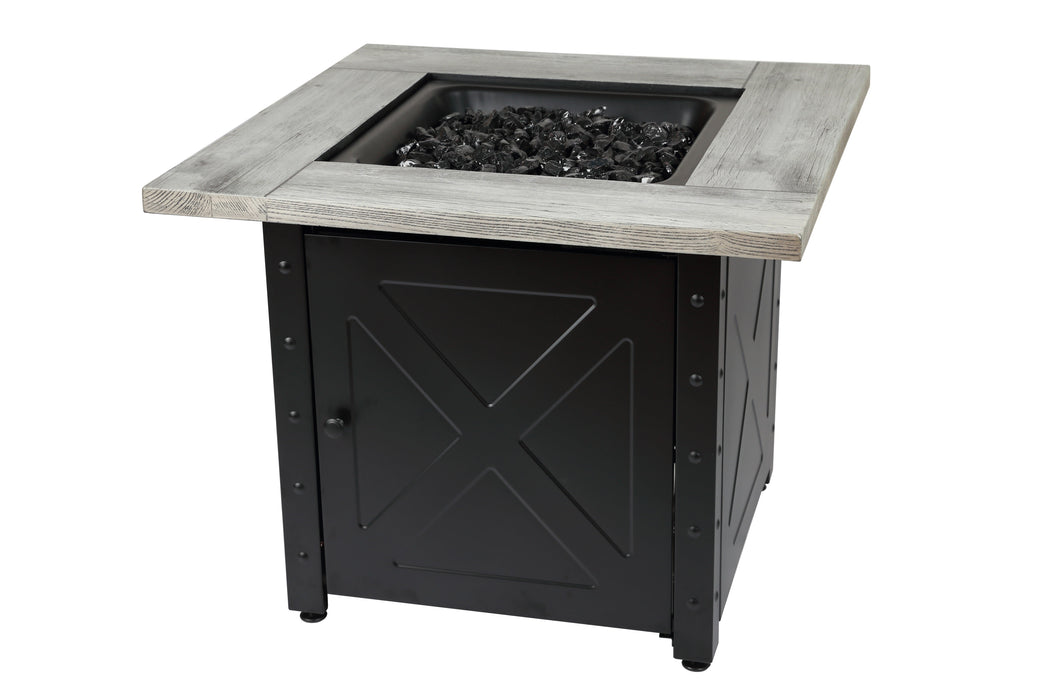 Endless Summer GAD15300ES The Mason 30" Square Gas Outdoor Fire Pit with Printed Wood Lat look Cement Resin Mantel - 30 x 330 x 24.61 in. - Black Color