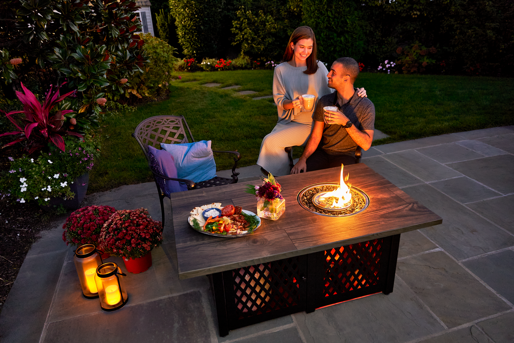 Endless Summer GAD18101ES The Scarlett LP Gas Outdoor Fire Pit with Dual Heat Technology - 54 x 32 x 22 in. - Black Color