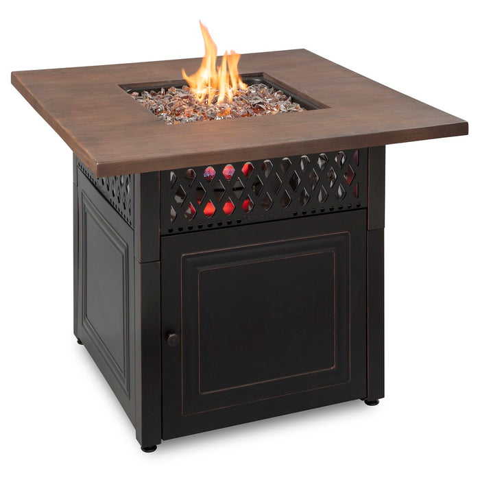 Endless Summer GAD19102ES The Donovan Dual Heat LP Gas Outdoor Fire Pit/Patio Heater with Wood Look Resin Mantel - 37.8 x 37.8 x 30.71 in. - Black Color