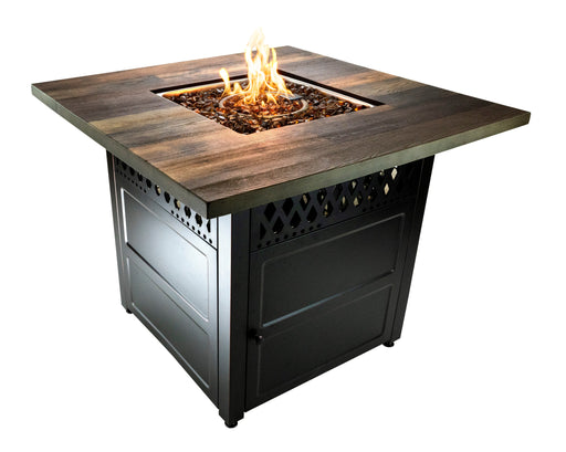 Endless Summer GAD19103ES The Harris Dual Heat LP Gas Outdoor Fire Pit/Patio Heater with Wood Look Resin Mantel - 37.8 x 37.8 x 30.71 in. - Black Color