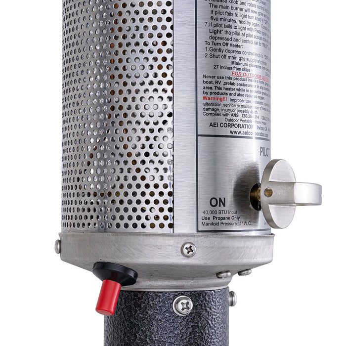 Patio Comfort PC02J Stainless Steel Portable Outdoor Infrared Patio Heater - 34 x 34 x 90 in. JetSilver Vein Color