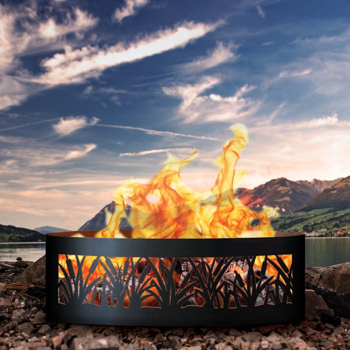 PD Metals Cattail Unpainted  Outdoor Fire Ring - Unpainted Metal Gray