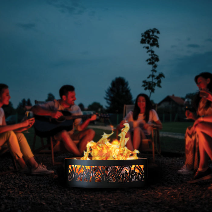 PD Metals Cattail Unpainted  Outdoor Fire Ring - Unpainted Metal Gray
