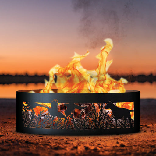 PD Metals Dog N Pheasant Unpainted Outdoor Fire Ring - Unpainted Metal Gray