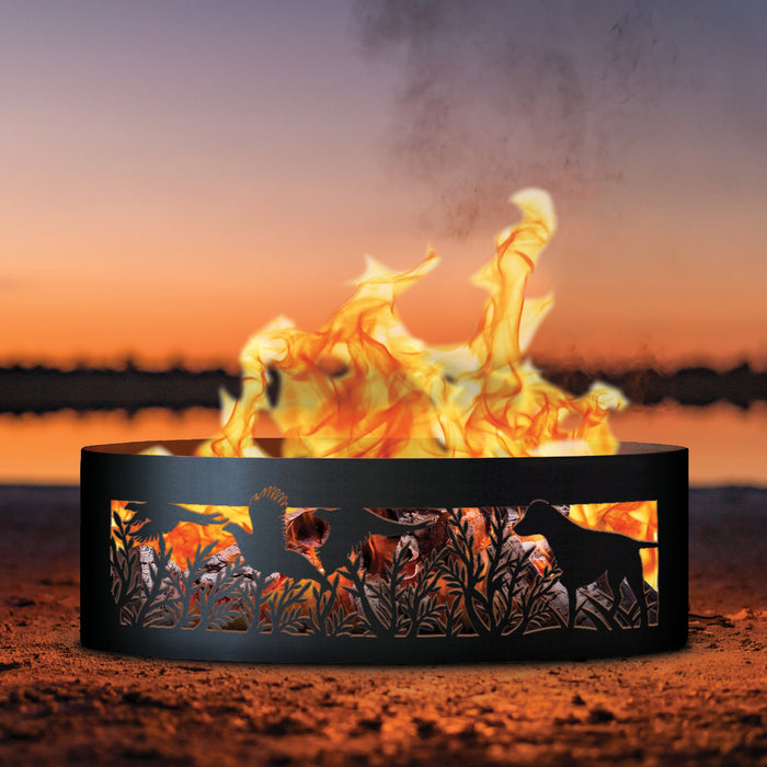 PD Metals Dog N Pheasant Unpainted Outdoor Fire Ring - Unpainted Metal Gray