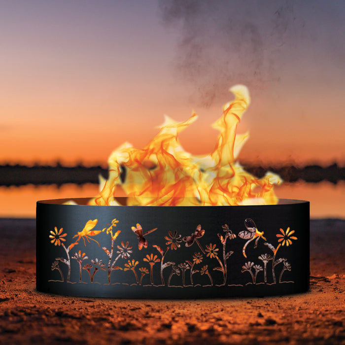 PD Metals Dragonfly Unpainted  Outdoor Fire Ring - Unpainted Metal Gray