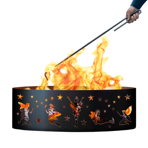 PD Metals Fairy Unpainted Outdoor Fire Ring with Fire Poker - Unpainted Metal Gray