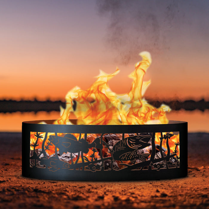 PD Metals Fishing Hole Unpainted Outdoor Fire Ring - Unpainted Metal Gray