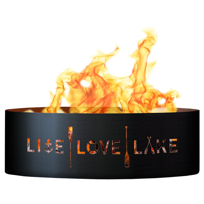 PD Metals Live Love Lake Unpainted  Outdoor Fire Ring - Unpainted Metal Gray