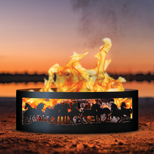 PD Metals Mustangs Unpainted Outdoor Fire Ring - Unpainted Metal Gray