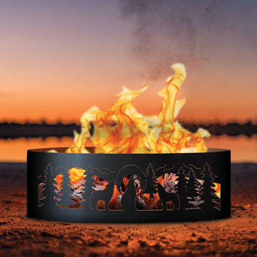 PD Metals Wolves Unpainted  Outdoor Fire Ring - Unpainted Metal Gray