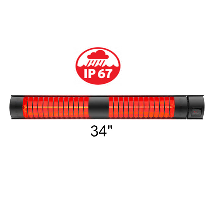 RADtec T40008R Torrid Series 4000 Watts220V 34 Weatherproof Infrared Electric Patio Heater - 34 x 6 x 5 in. - Black Color