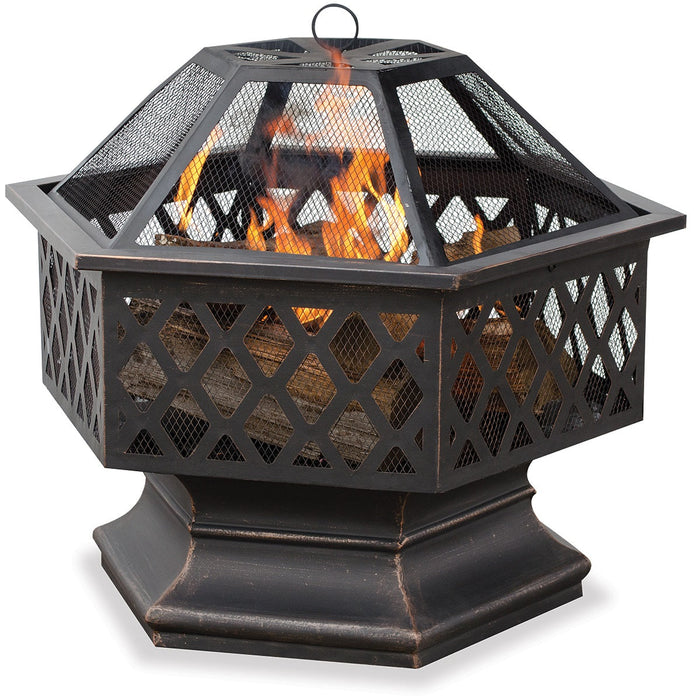 Endless Summer WAD1377SP Oil Rubbed Bronze Wood Burning Outdoor Firebowl with Lattice Design - 27.56 x 23.62 x 24.61 in. - Brown Color