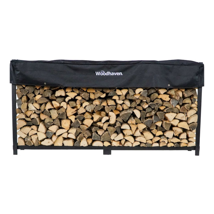 Woodhaven 120WRC - 10' Woodhaven Firewood Rack and Standard Cover - 48 in. x 120 in. x 14 in. - Brown