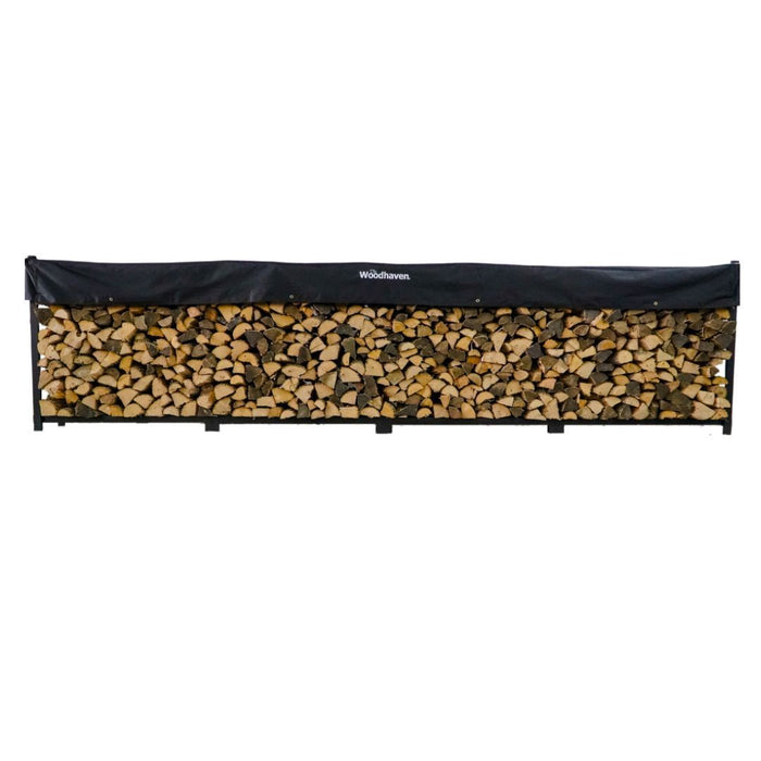 Woodhaven 192WRC - 16' Woodhaven Firewood Rack and Standard Cover - 48 in. x 192 in. x 14 in. - Brown