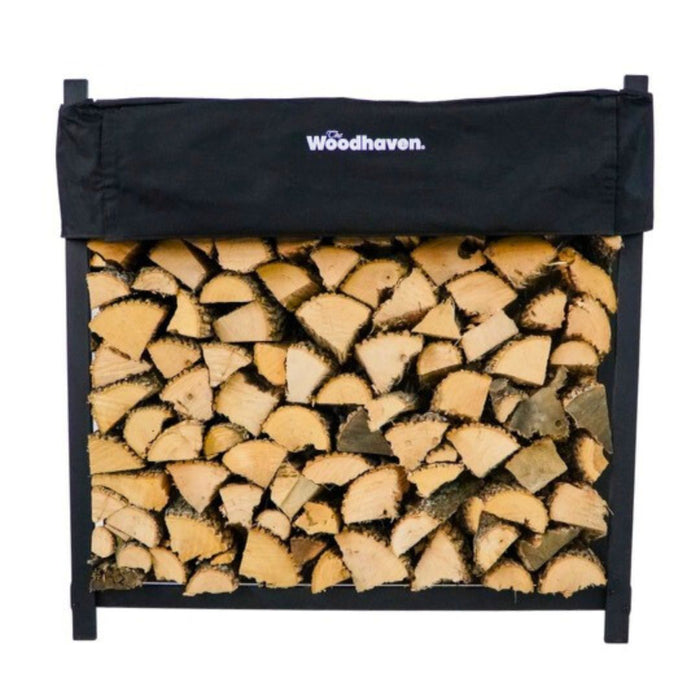 Woodhaven 48WRC - 4' Woodhaven Firewood Rack and Standard Cover - 48 in. x 48 in. x 14 in. - Brown